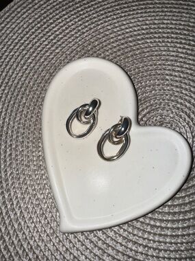 Silver Interlocking Hoop Drop Earrings - Women Jewelry